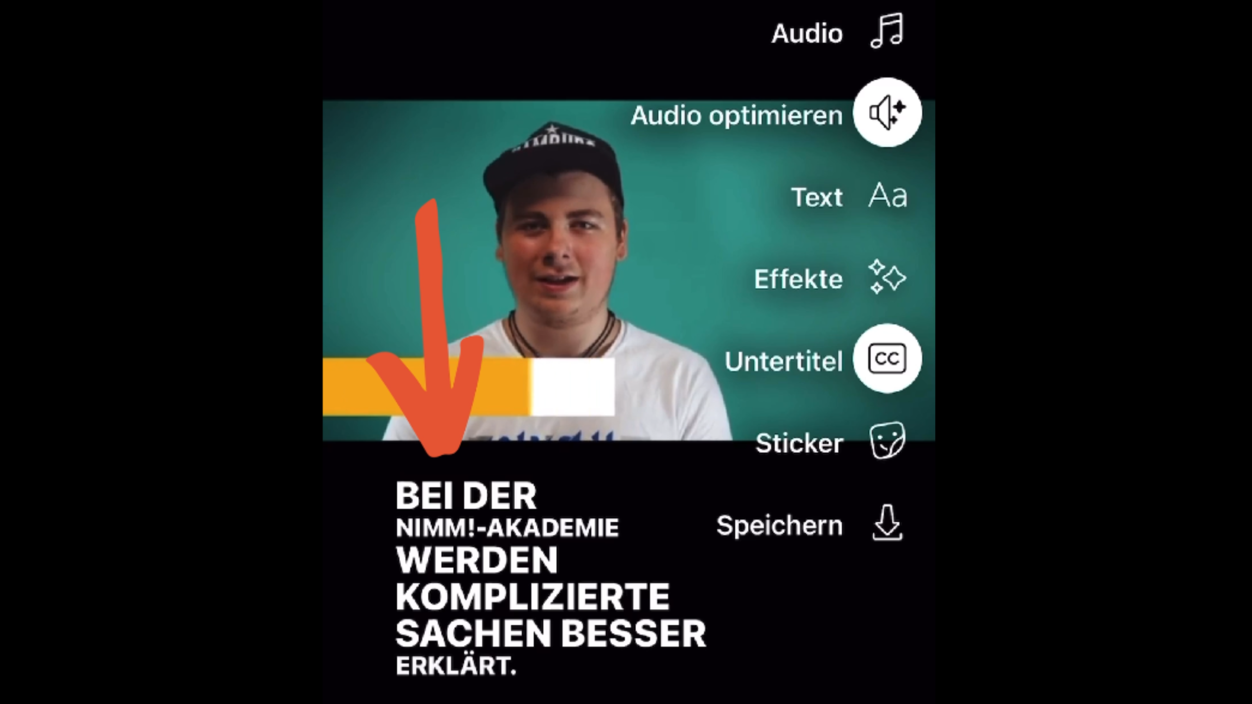 Screenshot der Untertitel-Funktion von Facebook-Reels